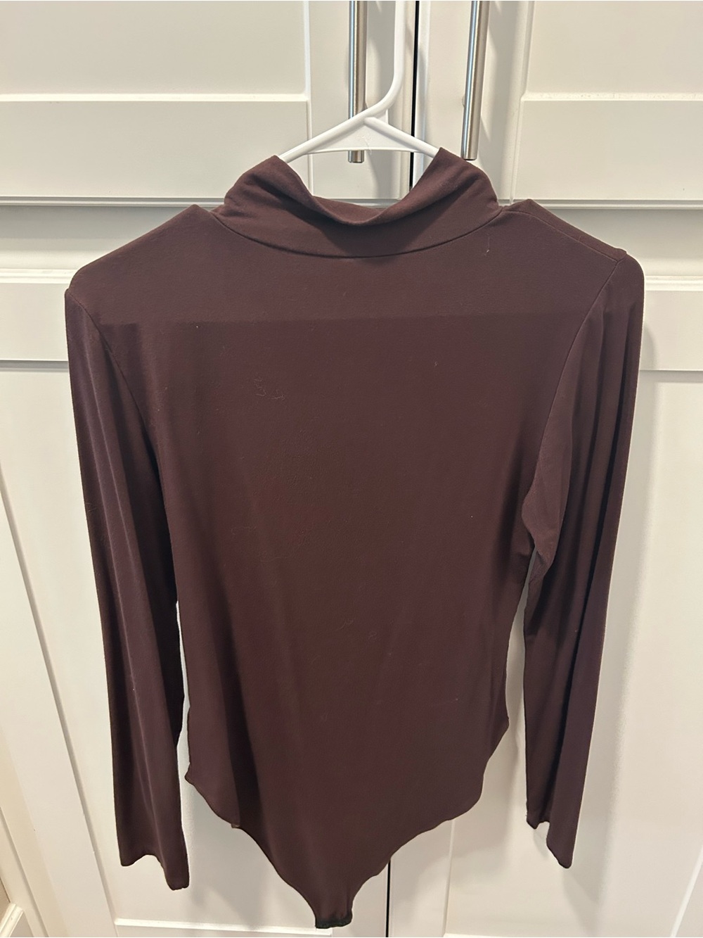 Women's Brown Long-Sleeve Turtleneck Bodysuit